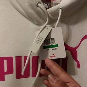 Puma Tops - Pink and white PUMA fleece logo hoodie Puma Tops - Pink and white PUMA fleece logo hoodie